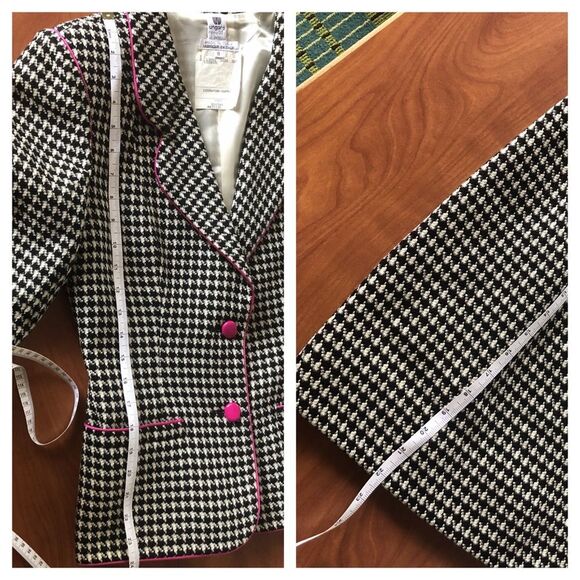 VTG 80s Ungaro Houndstooth Blazer & Pencil Skirt Suit SET S Wool Preppy Career - Picture 14 of 14